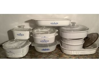 10 Assorted Casserole Dishes Incl. Pyrex And Corningware