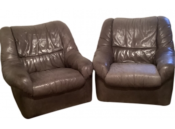 2 Deer Skin Leather Sofa Chairs