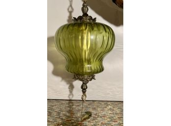 Vintage Green Glass Hanging Lamp