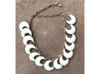 Mid Century Sterling Silver Necklace With Plastic Resin Moon Charms