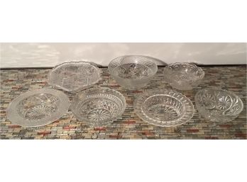 7 Etched Glass Candy Bowls