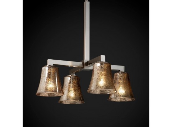 Justice Design Group Fusion/Modular 4-Light Chandelier In Brushed Nickel With Mercury Gl