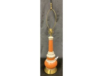 Orange And Cream Colored Brass Lamp