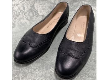 Silvia Florentina Italian Leather Black Flats Size 7.5
