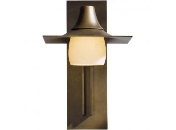 Hubbardton Forge Hood 1-Light Outdoor Wall Sconce In Bronze With Pearl Glass