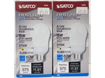 (2) SATCO Energy Saver S7291 15W Soft White 60w 975 Lumens
