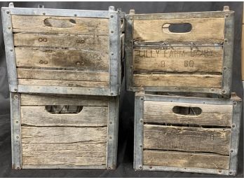 4 Rustic Old Fashioned Milk Crates