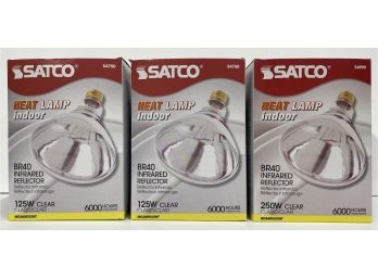 (3) SATCO S4999 Heat Lamp Indoor BR40 Infrared Reflector 250w