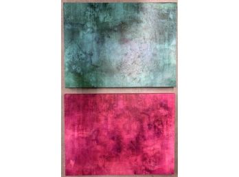 'Couleurs 4' And 'Couleurs 6' Colorful Abstract Watercolor Prints On Canvas 20' X 27'