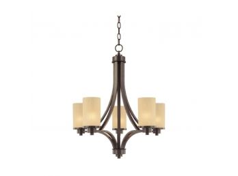 Artcraft Parkdale 5 Light 24 Inch Oil Rubbed Bronze Chandelier Ceiling Light In Amber AC1305OB