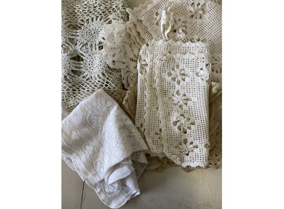 Lot Of Crocheted Doilies And Placemats