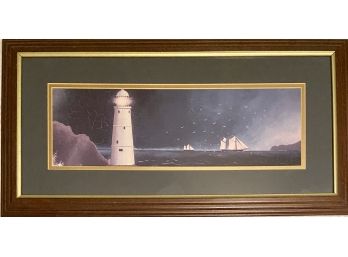 Lighthouse Print In Decorative Frame