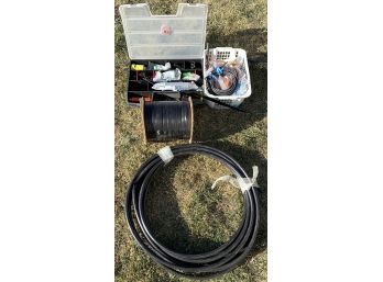 Large Lot Of Misc. Tools, Irrigation Pipe, And Drip Line