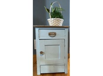 Blue Wood Side Cabinet With Gold Colored Accents
