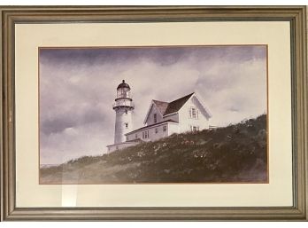 Large Lighthouse Print In Decorative Frame