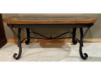 Solid Wood With Stone Inlay & Metal Frame Coffee Table