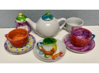 Miniature Handmade Tea Set Including Teapot, Milk & Sugar, And More
