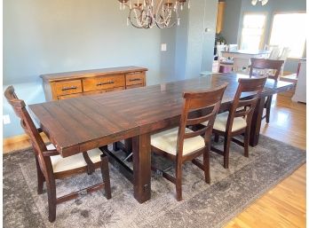 Stunning Large Wood Dining Room Table With 5 Chairs And Bench