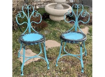 2 Eclectic Metal Shabby Chic Chairs