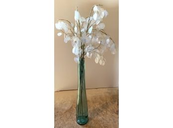 Faux Flowers In Tall Glass Vase