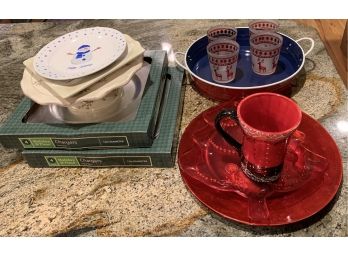 Lot Of Christmas Themed Kitchen Dishes And Trays