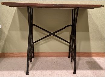 'white USA' Antique Cast Iron & Wood Sewing Table