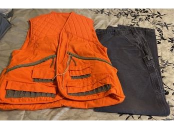Carhartt Cargo Pants And Orange Safety Vest