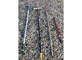 Garden Tiller, Push Broom, Squeegee, And Extension Pole