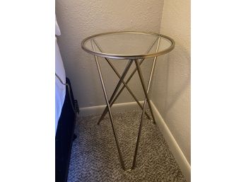 Glass And Metal Round Side Table