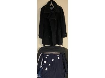 Collection Of Women's Clothing Including Cole Haan Size 8 Black Overcoat