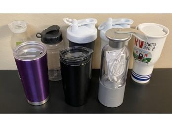 Assorted Water Bottles, Mugs, & Personal Blender
