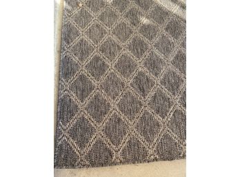 Pair Of Two Outdoor Woven Area Rugs With Gray Toned Diamond Pattern