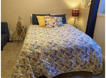Queen Sized Tencel Mattress With Boxspring, Bedding, And Metal Frame
