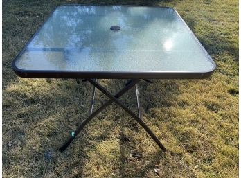 Collapsible Hampton Bay Glass Top Coffee Table With Umbrella Slot