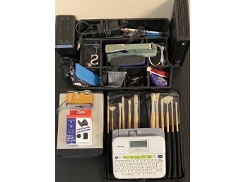 Assorted Office Supplies Including P-touch Compact Label Maker