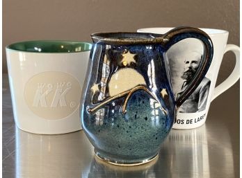 Set Of 3 Decorative Coffee Mugs Including One Salt Glazed Mug With Night Sky And One General Koos De Larey