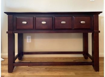 Two Drawer Dove-tailed Console Table With Mahogany Finish