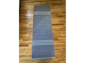 Striped Blue And White Reversible Floor Runner 80' X 28'