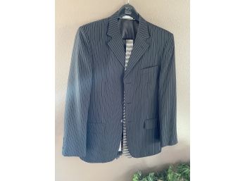 Men's Designer Pinstripe Suit With Matching Silk Tie By Designer Alana Berto