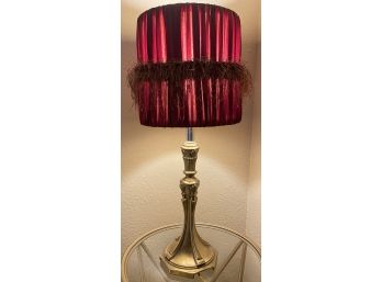 Brass Lamp With Beautiful Red Shade