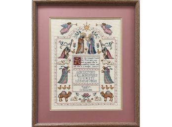 Religious Cross Stich Picture In Frame