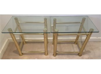 2 Brass Night Stands With Glass Top