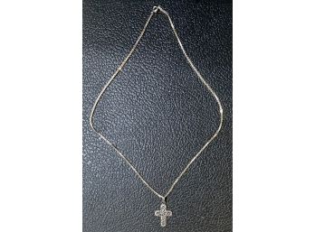 925 Sterling Silver Cross With Gold Colored 925 Box Chain