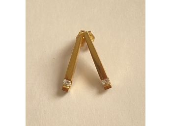Lot Of 3 18 K Gold John Atencio Stick Earrings With A Diamond Accent