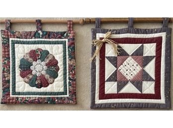 2 Quilt Sample Wall Decorations On Dowels