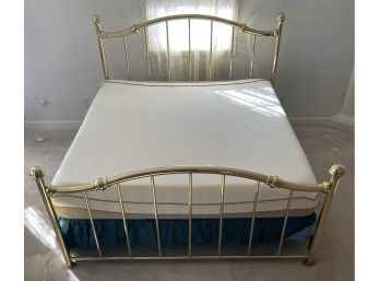 King Sized Brass Bed With Box Spring And Mattress