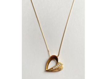 14 K Gold Necklace With Diamond Accent Heart 14k Pendant