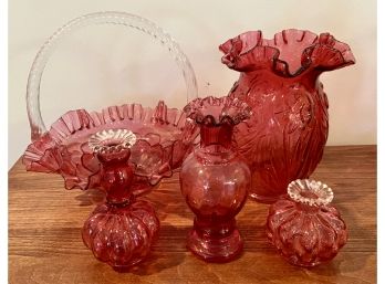 5 Piece Cranberry Glass Collection