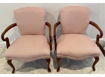 Pair Of Two Lovely Pink Upholstered Chairs