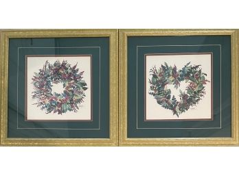 (2) Wreath Prints By A. Parker In Frame